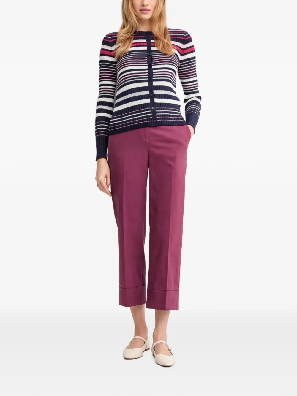 Benetton Cropped broek met manchetten Paars