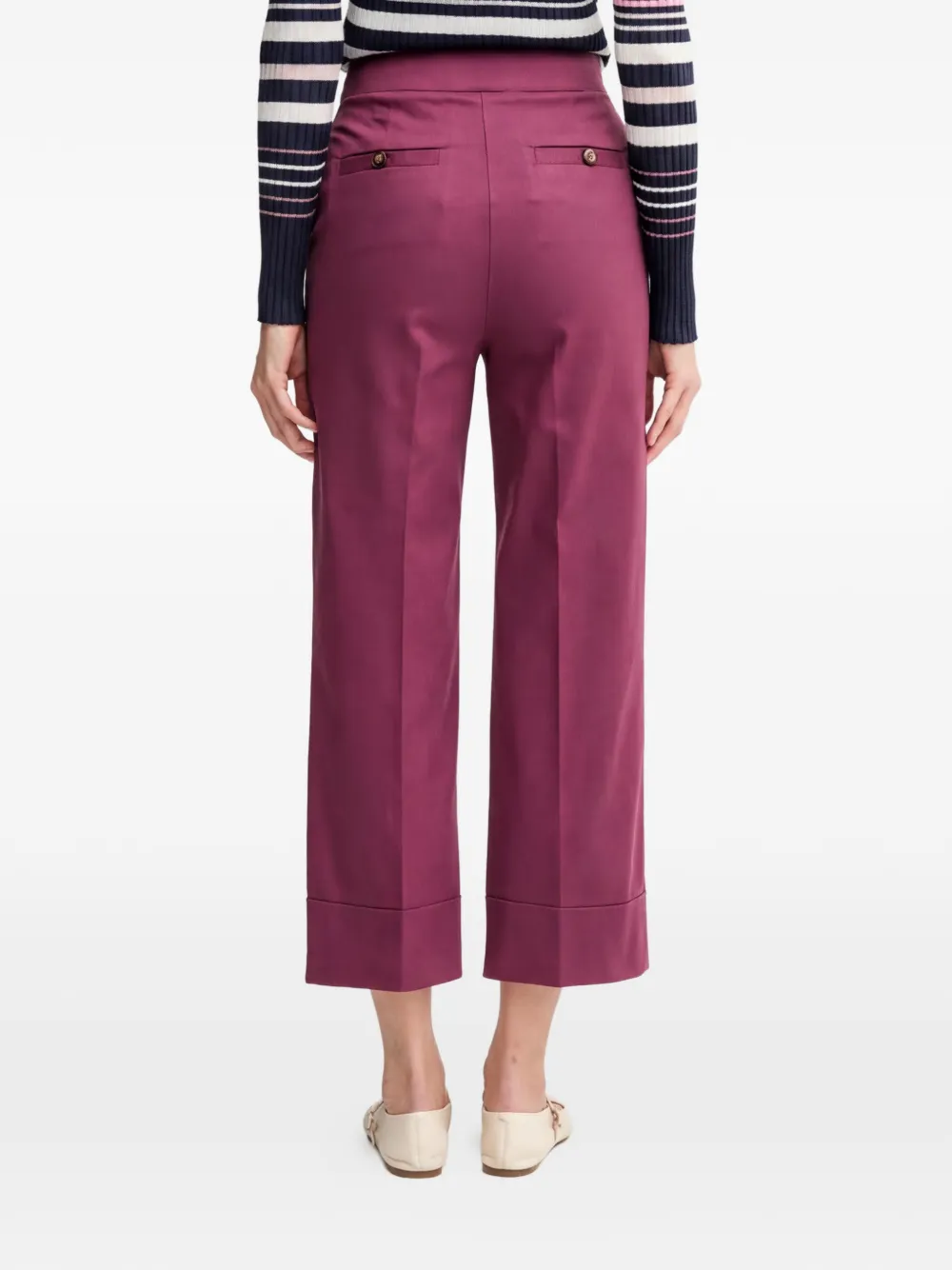 Benetton Cropped broek met manchetten Paars