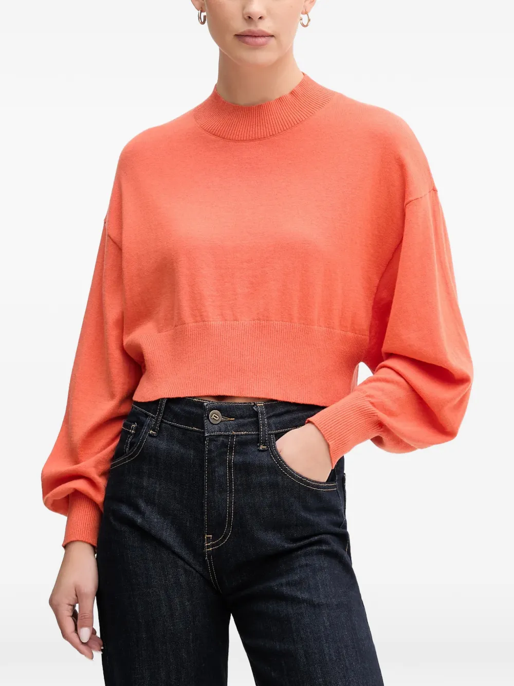 Benetton ribbed-knit cropped sweater - Orange Benetton ribbed-knit cropped sweater - Orange