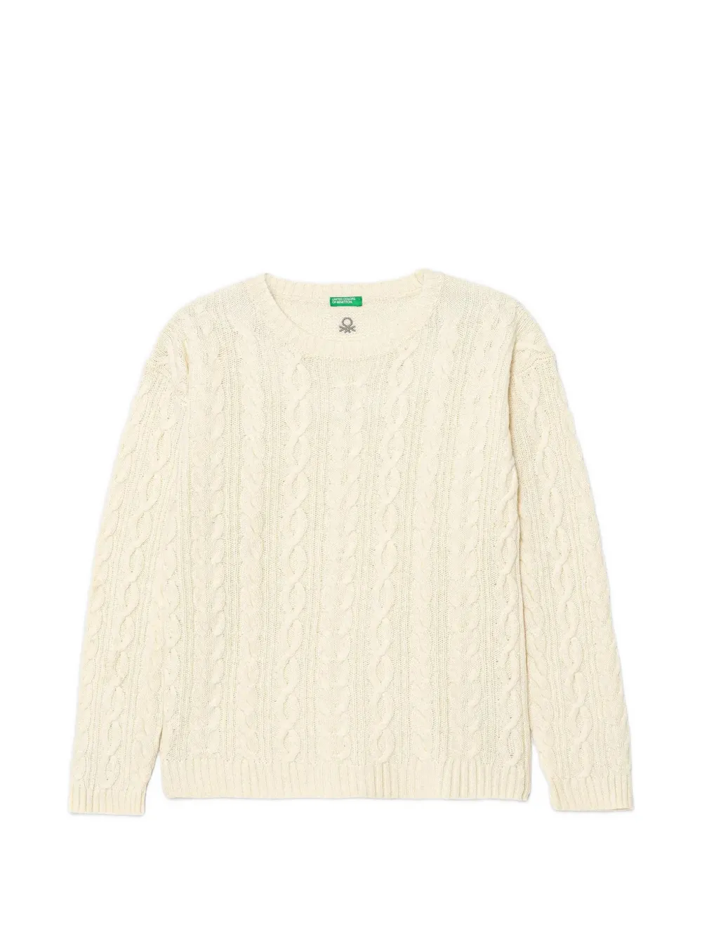 Benetton Kabelgebreide trui Beige