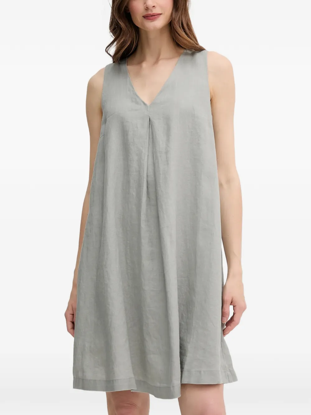 Benetton robe courte plissée à col v - Gris Benetton robe courte plissée à col v - Gris