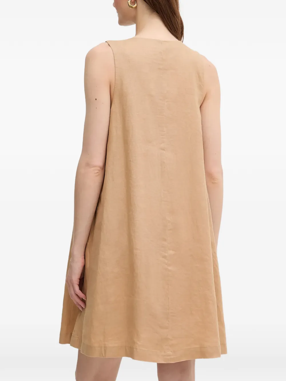 Benetton pleat-detail V-neck mini dress Beige
