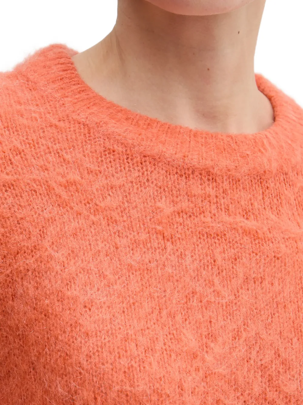 Benetton Trui van geborsteld breisel met driekwartsmouwen Oranje