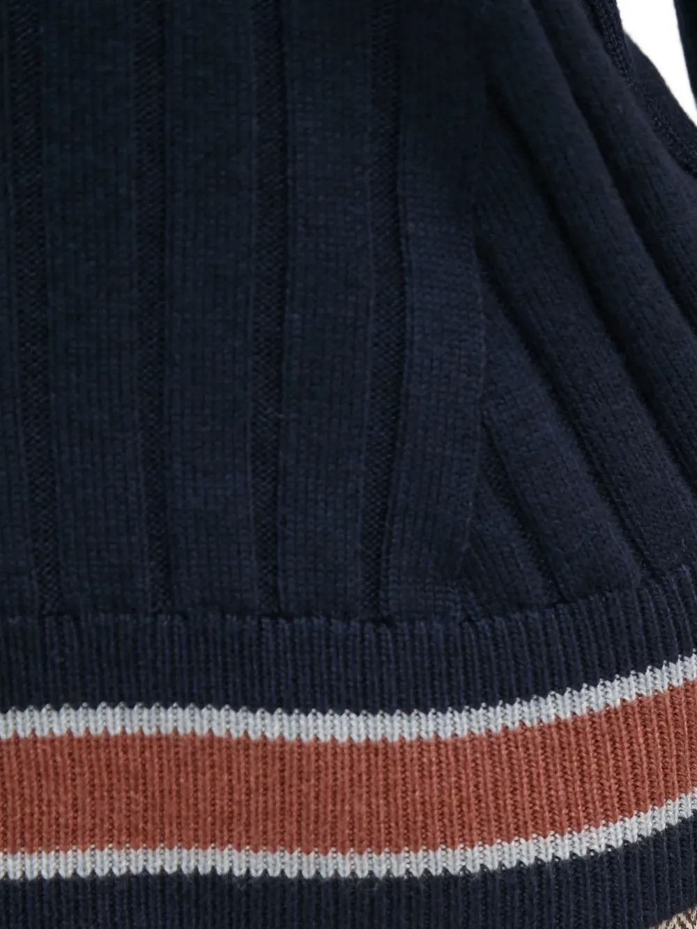 Benetton Geribbelde trui met V-hals Blauw