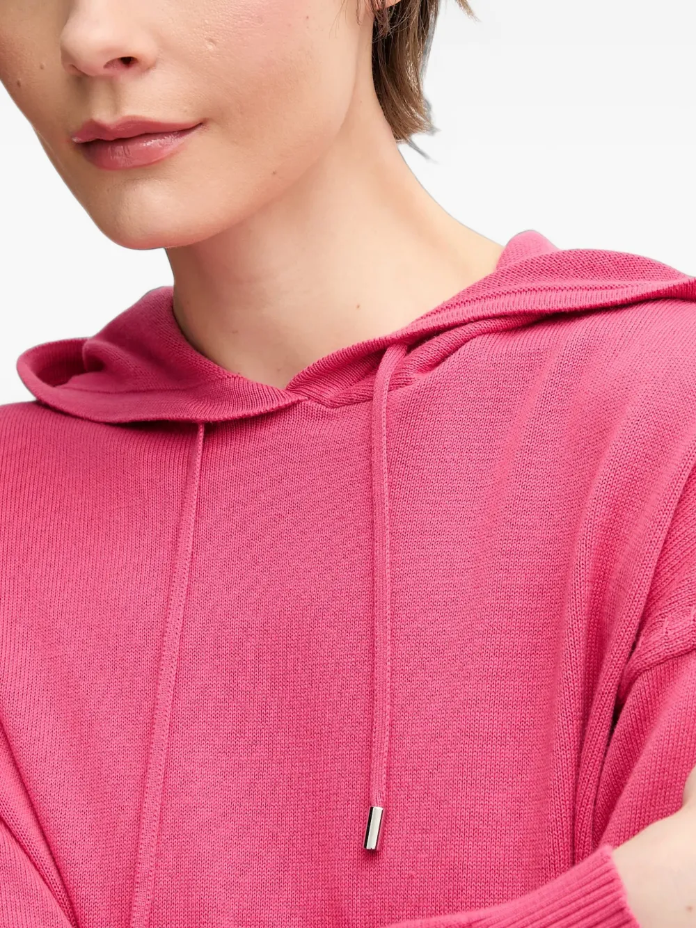 Benetton Gebreide katoenen hoodie met trekkoord Roze