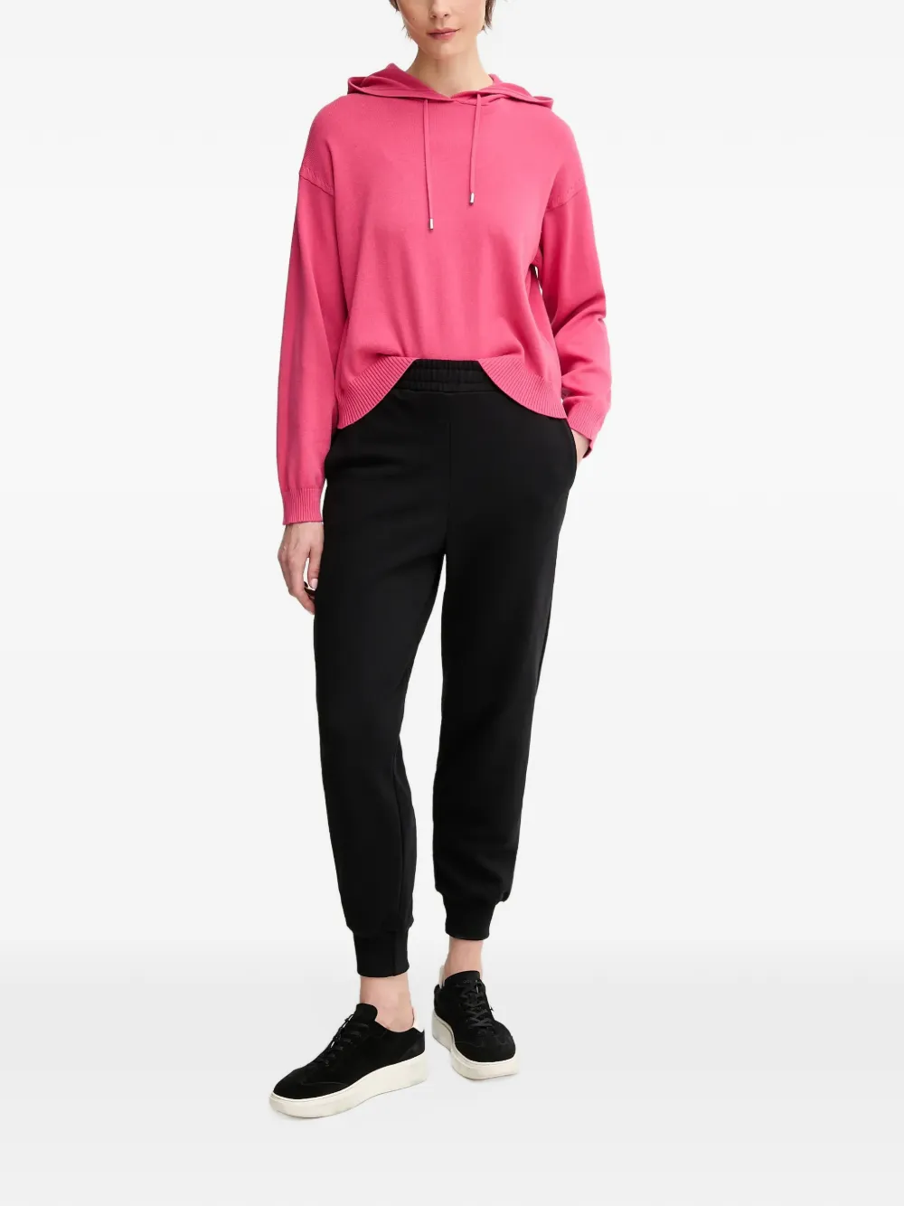 Benetton Gebreide katoenen hoodie met trekkoord Roze