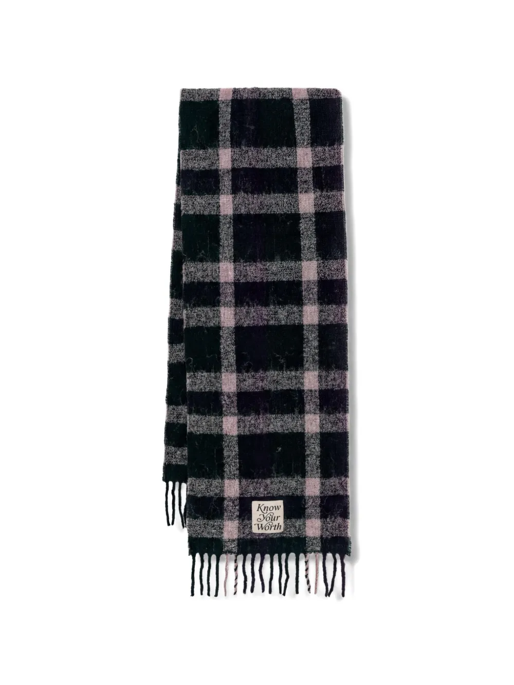Benetton check fringed scarf - Verde