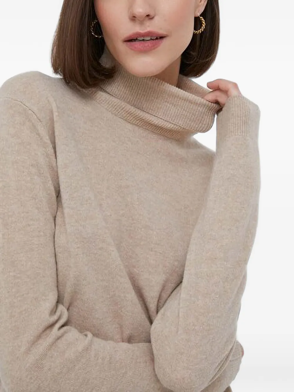 Benetton roll-neck knitted sweater Beige