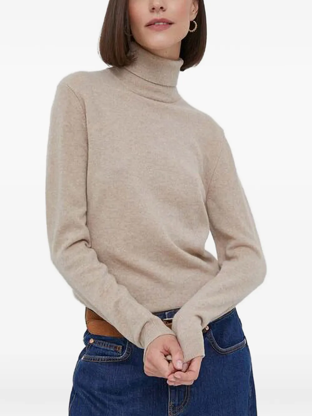 Benetton roll-neck knitted sweater Beige