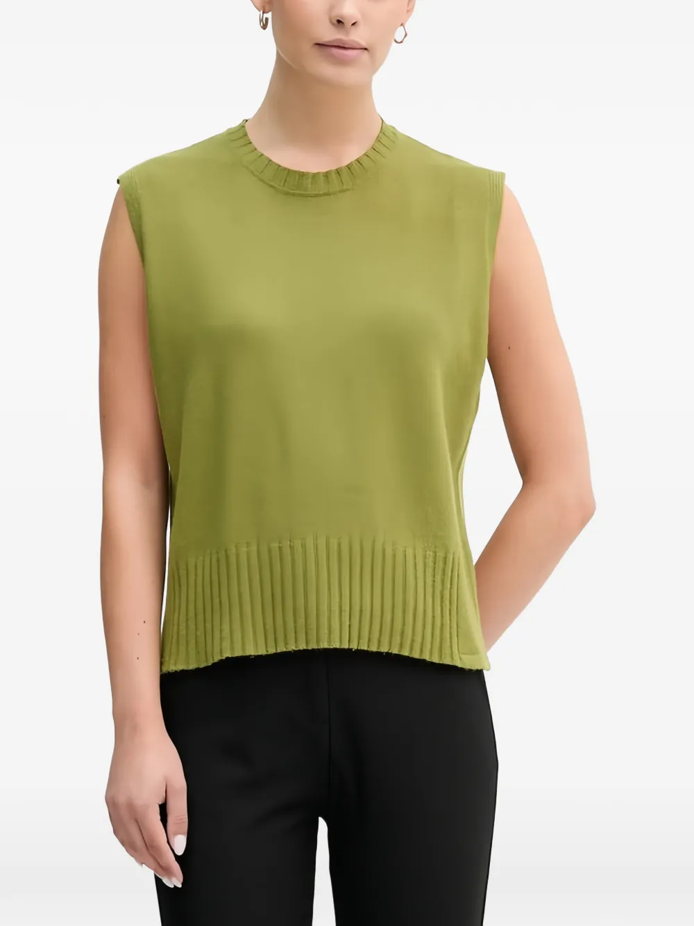 Benetton Maglione smanicato a coste - Verde