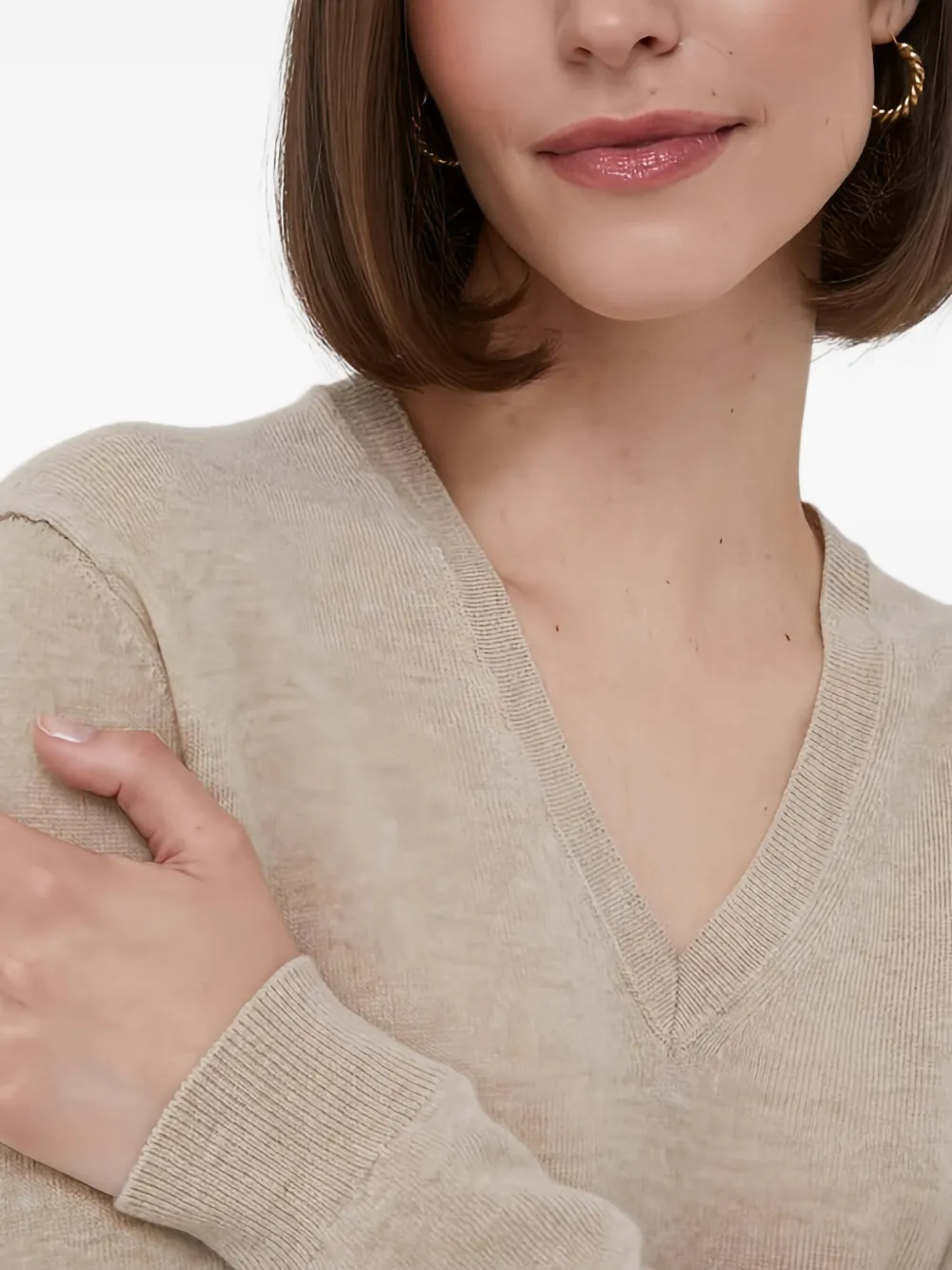 Benetton Trui met V-hals Beige