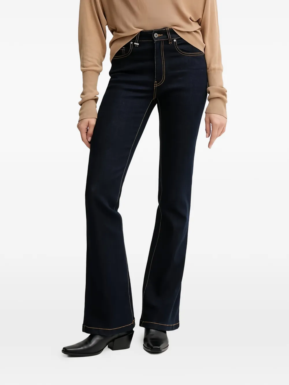 Benetton flared contrast-stitch jeans - Blu