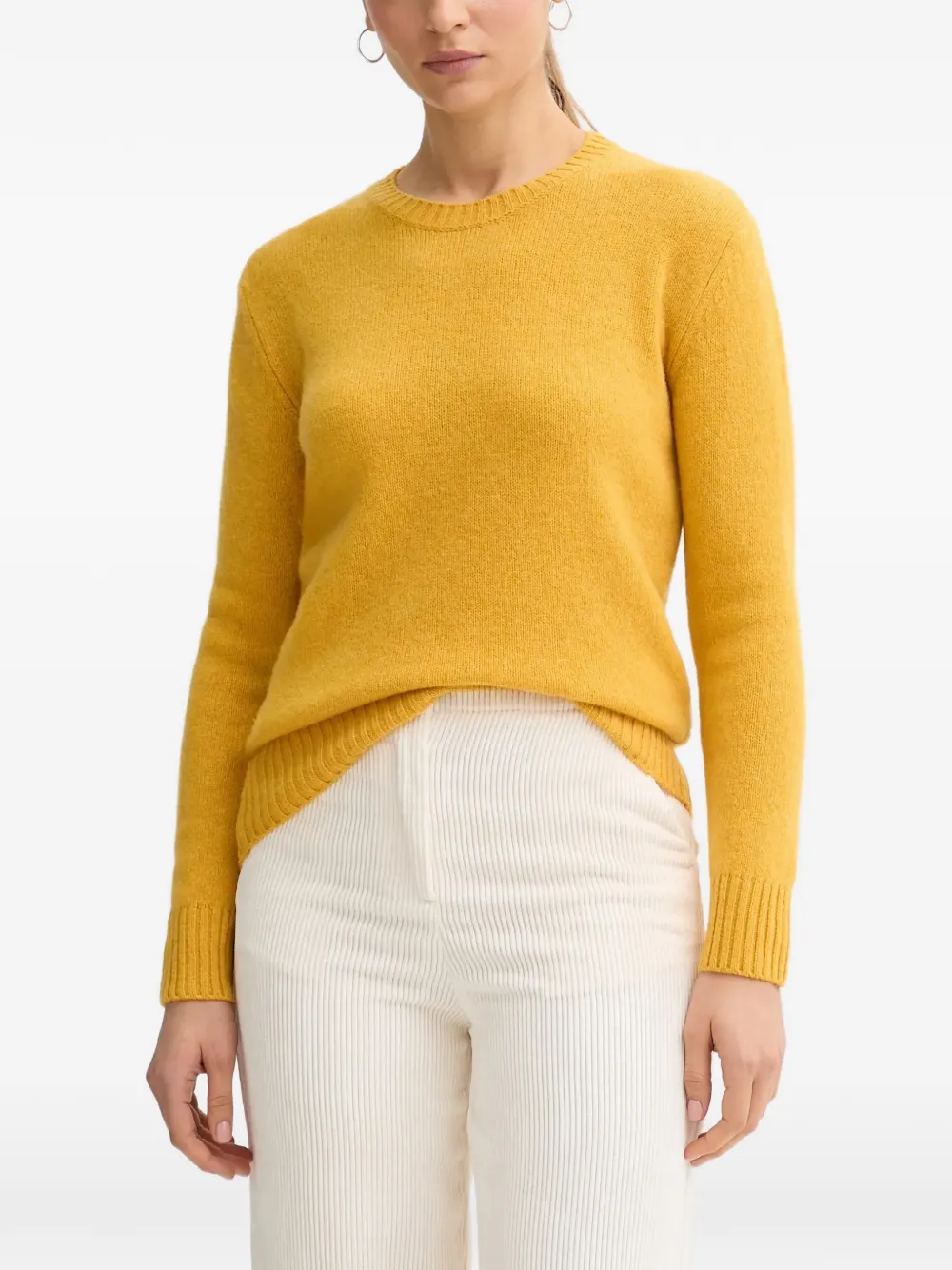 Benetton Ribbed Knitted Sweater In Yellow