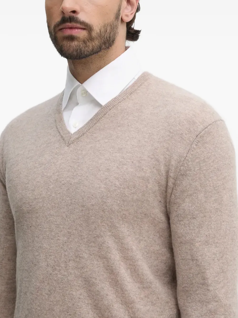 Benetton Sweater met V-hals Beige