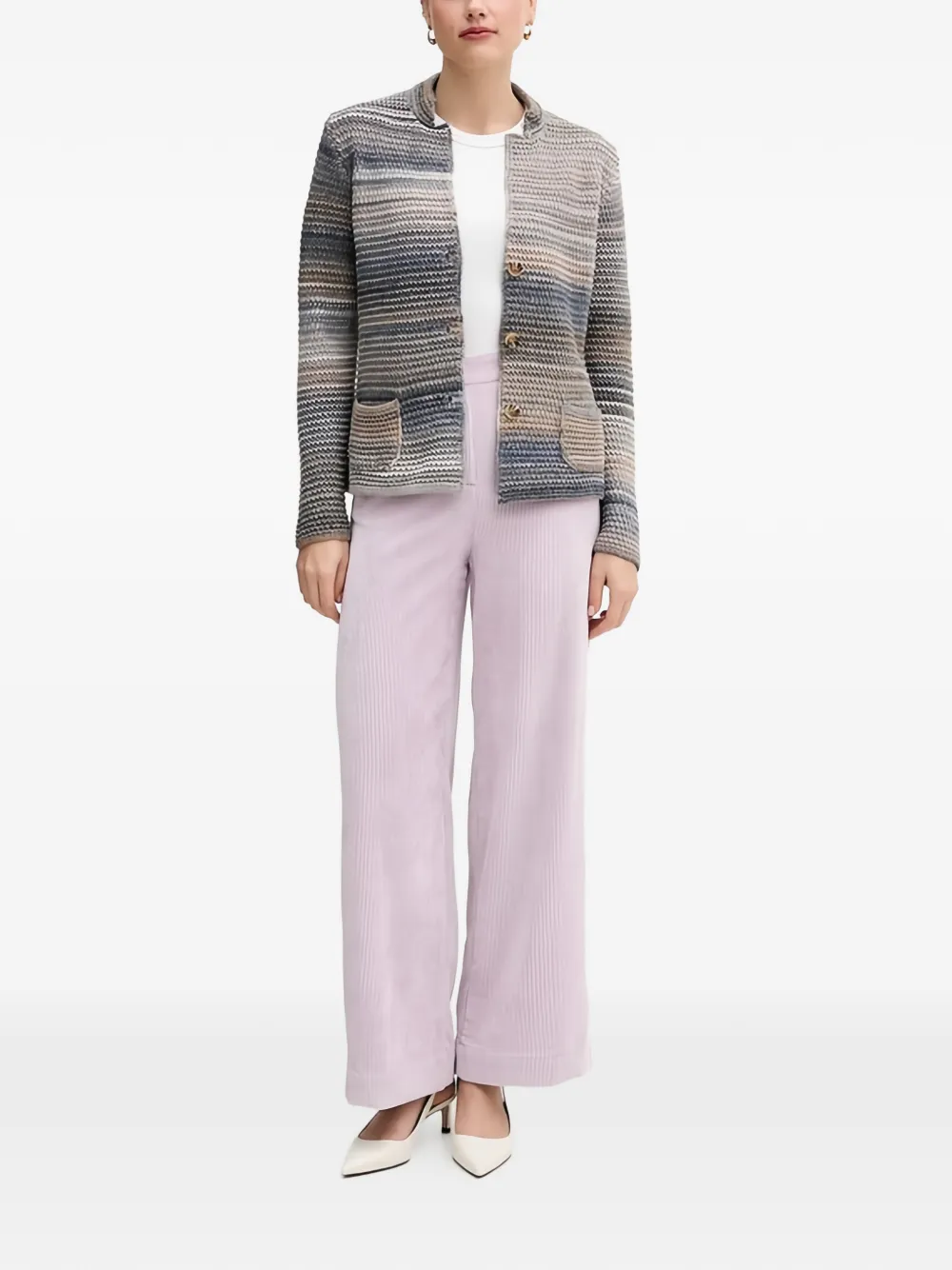 Benetton Ribfluwelen broek met knoop Paars