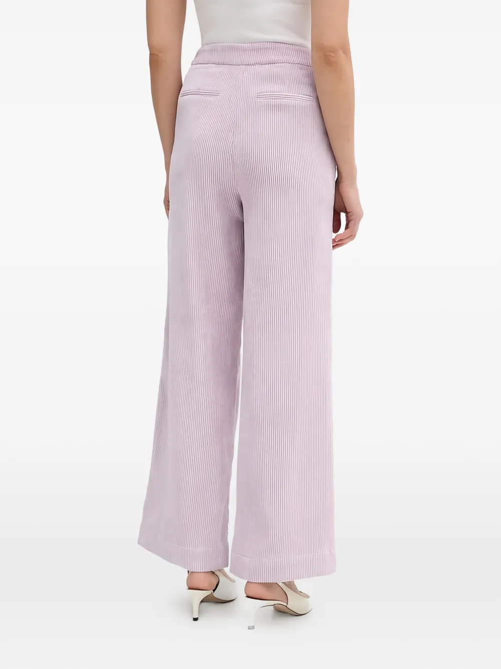 Benetton Ribfluwelen broek met knoop Paars
