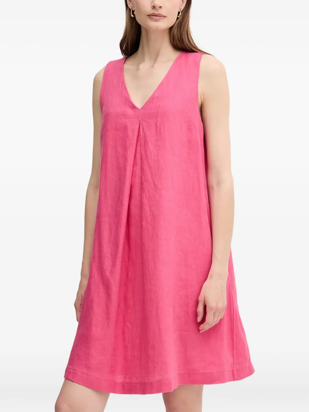 Benetton robe courte plissée à col v - Rose Benetton robe courte plissée à col v - Rose