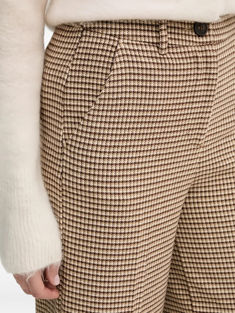 Benetton Broek met pied-de-poule print Beige