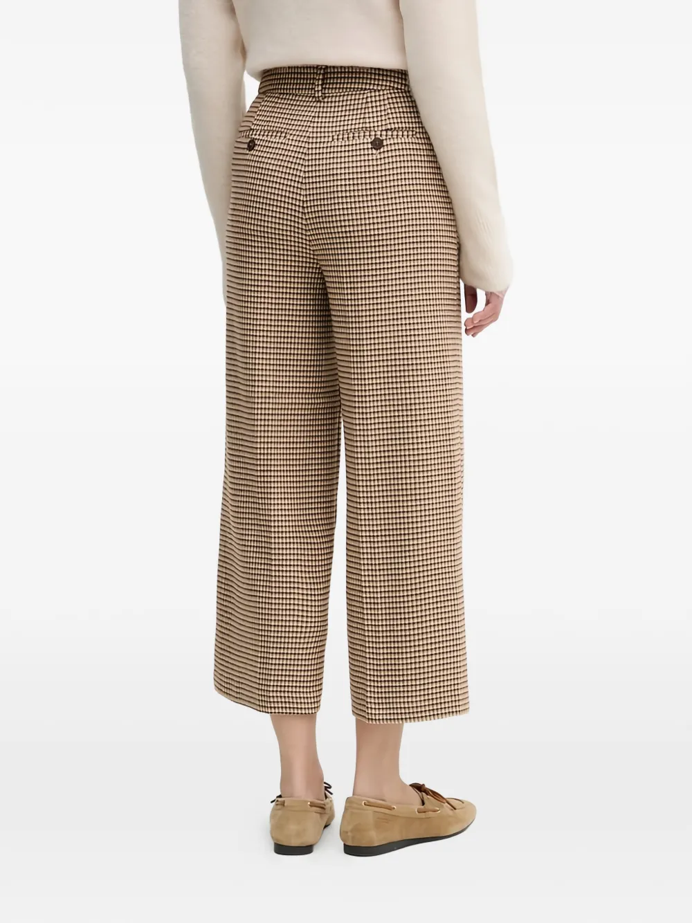 Benetton Broek met pied-de-poule print Beige