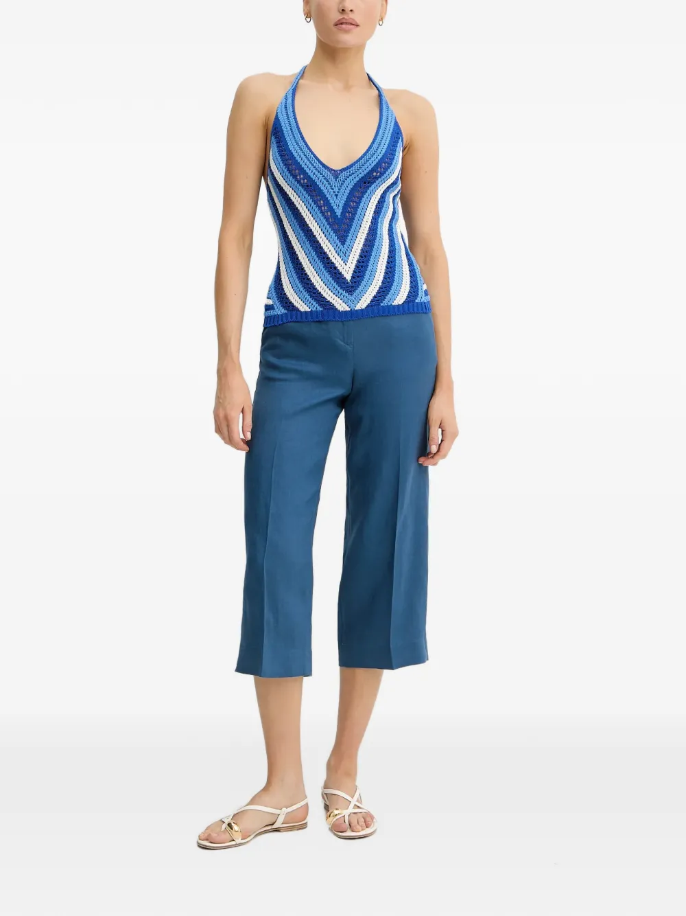 Benetton Linnen broek Blauw