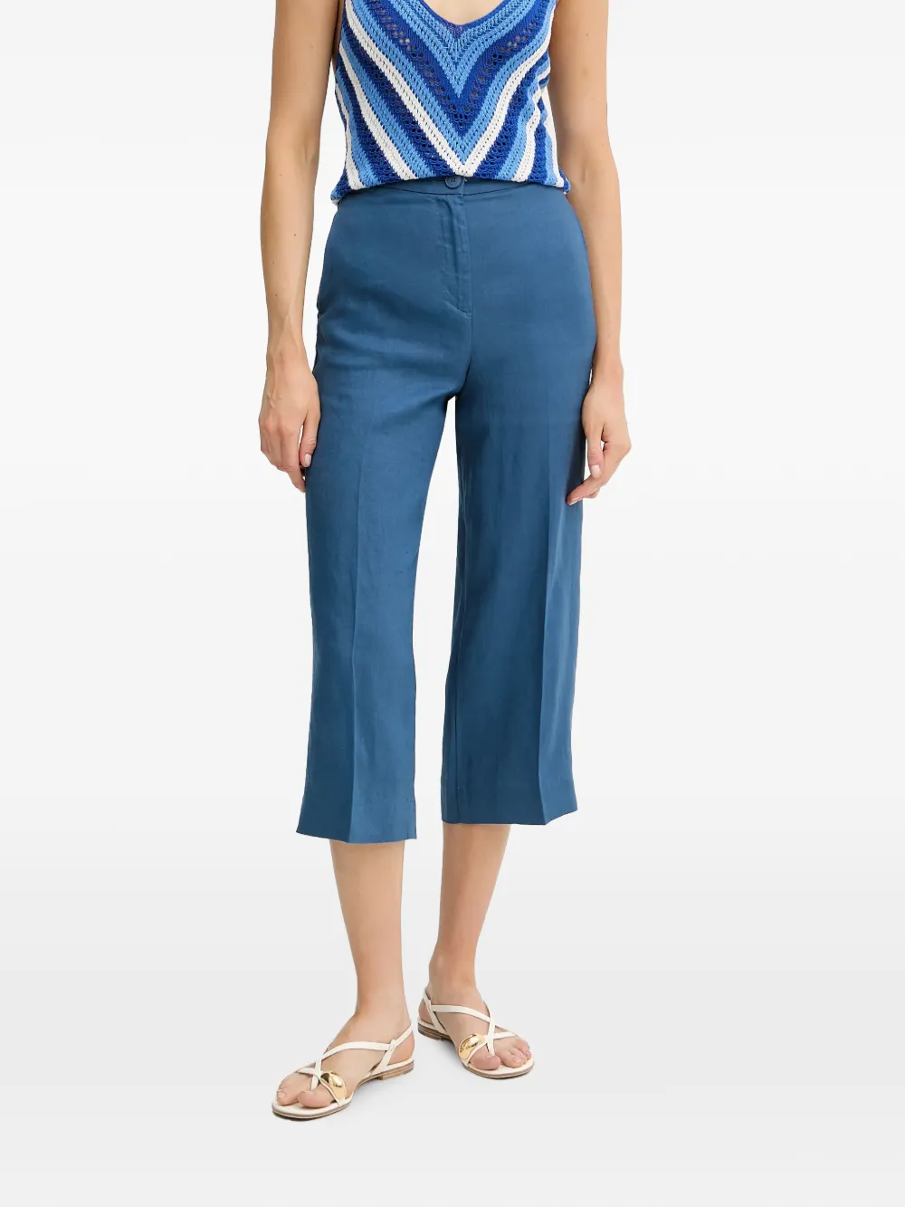 Benetton pantalon court en lin - Bleu Benetton pantalon court en lin - Bleu