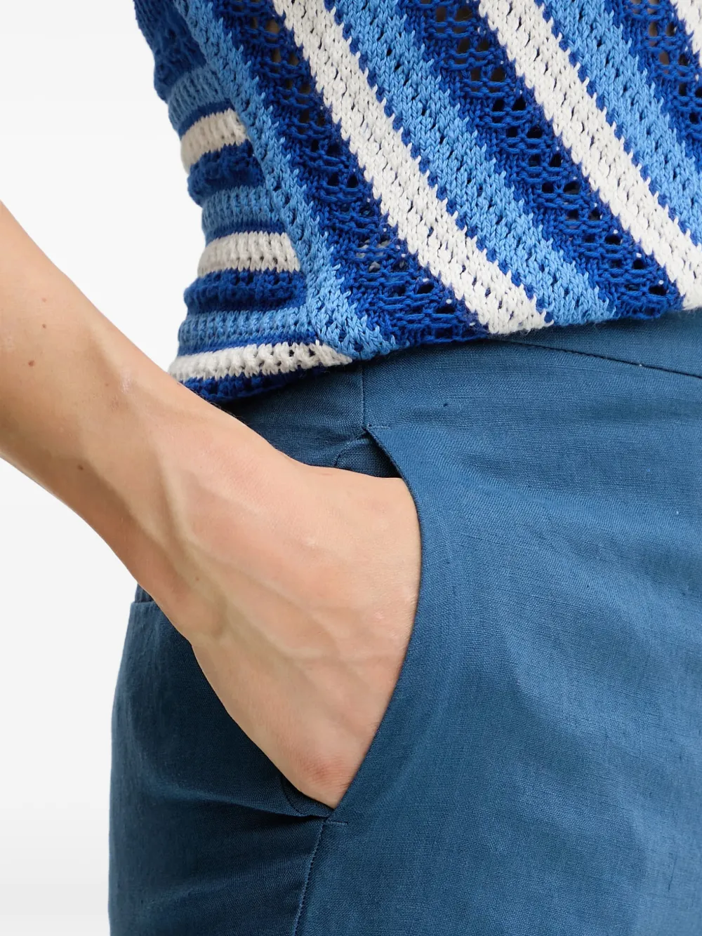 Benetton Linnen broek Blauw