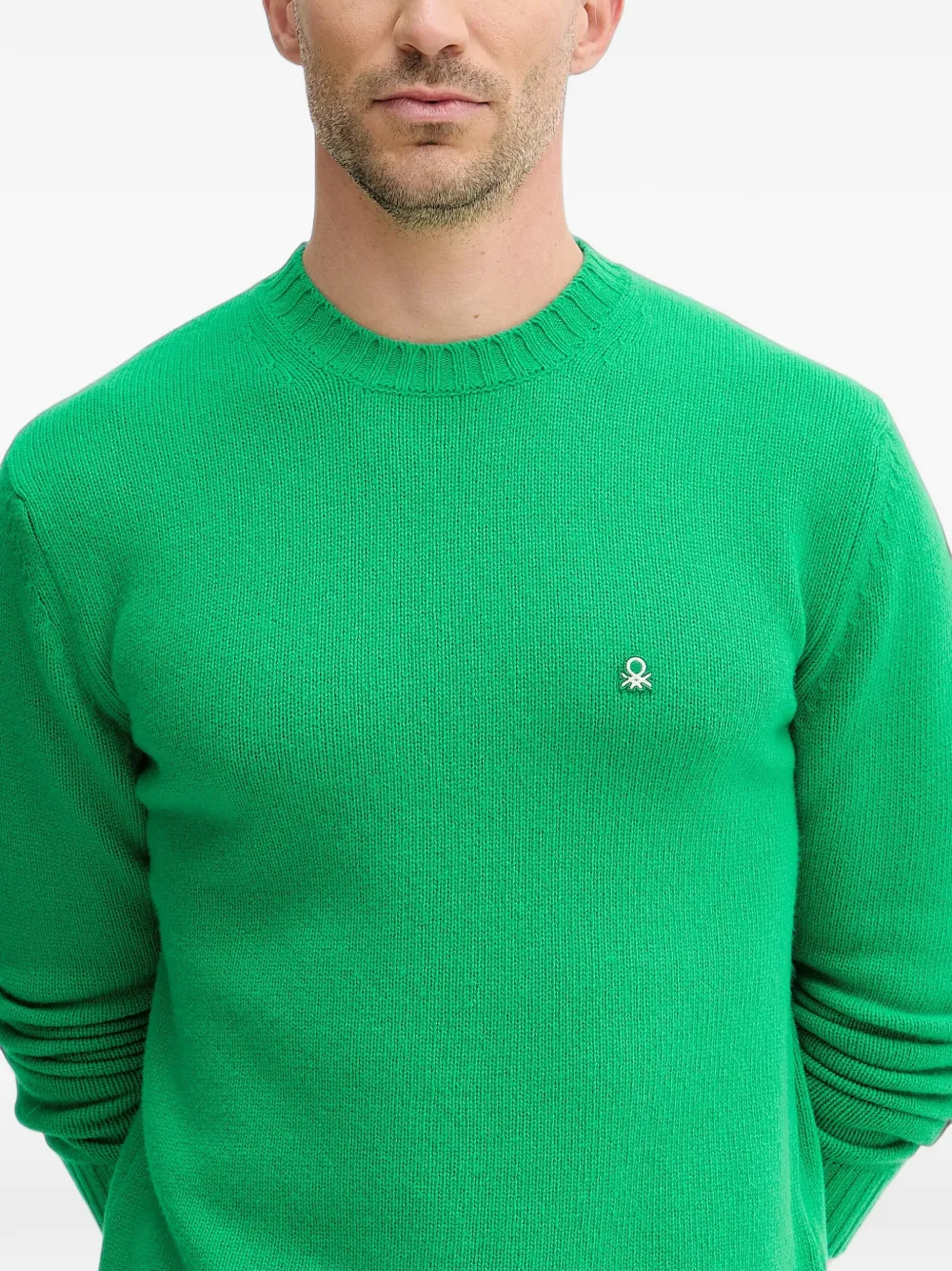 Benetton logo-patch sweater Groen