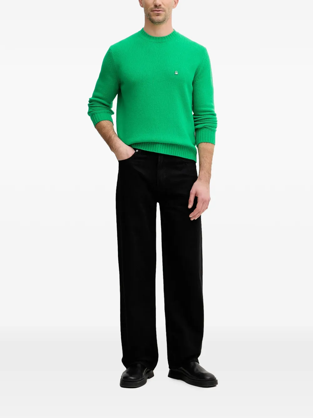 Benetton logo-patch sweater Groen