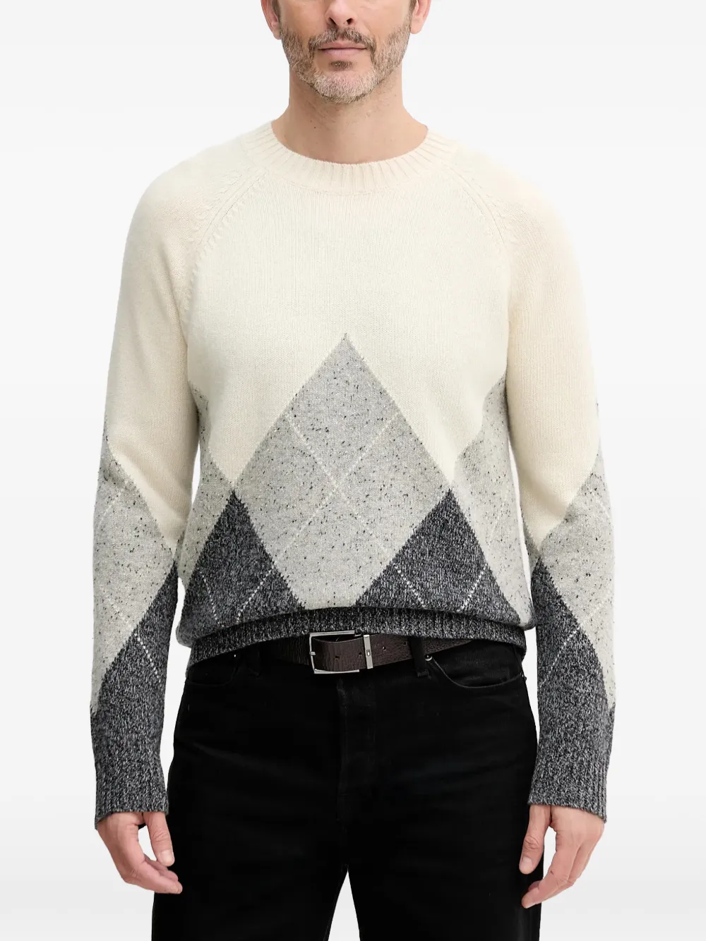 Benetton pull à motif de losanges | blanc | Image 1