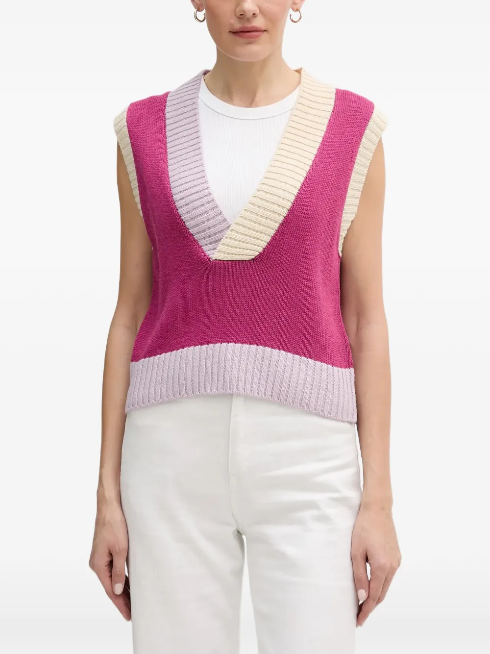 Benetton Top con design color-block - Rosa