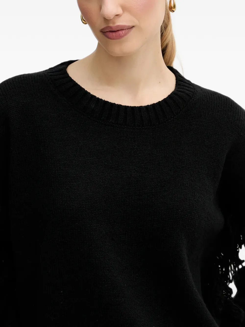 Benetton fringed sweater Zwart