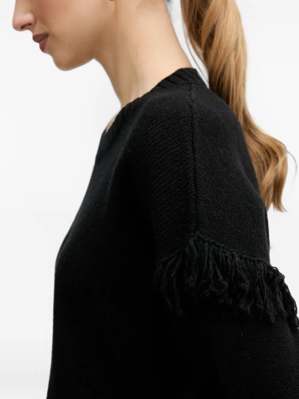Benetton fringed sweater Zwart
