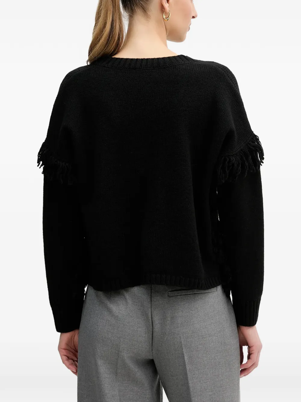 Benetton fringed sweater Zwart
