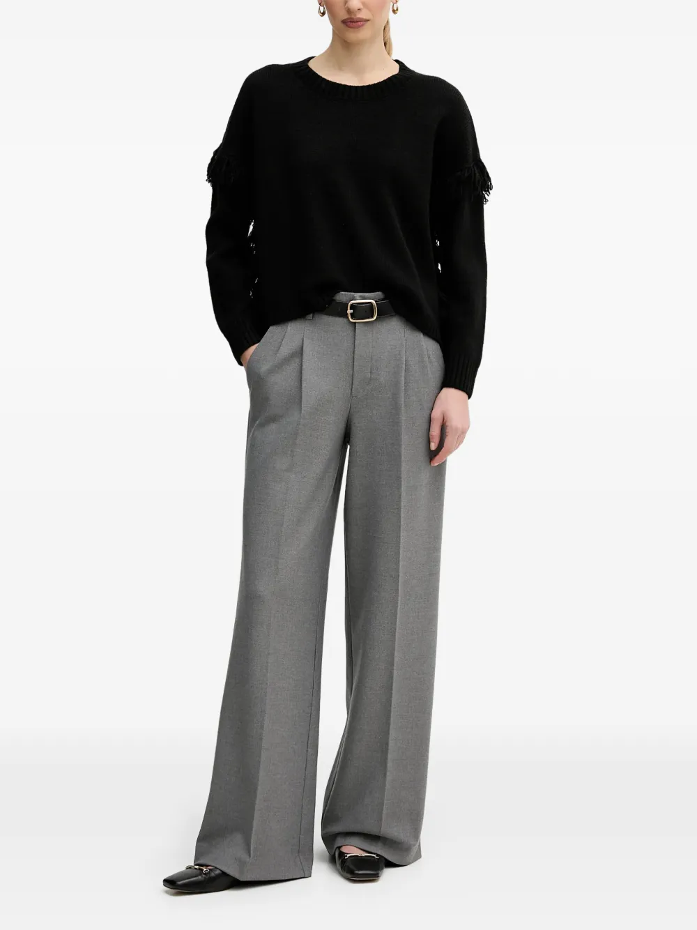 Benetton fringed sweater Zwart
