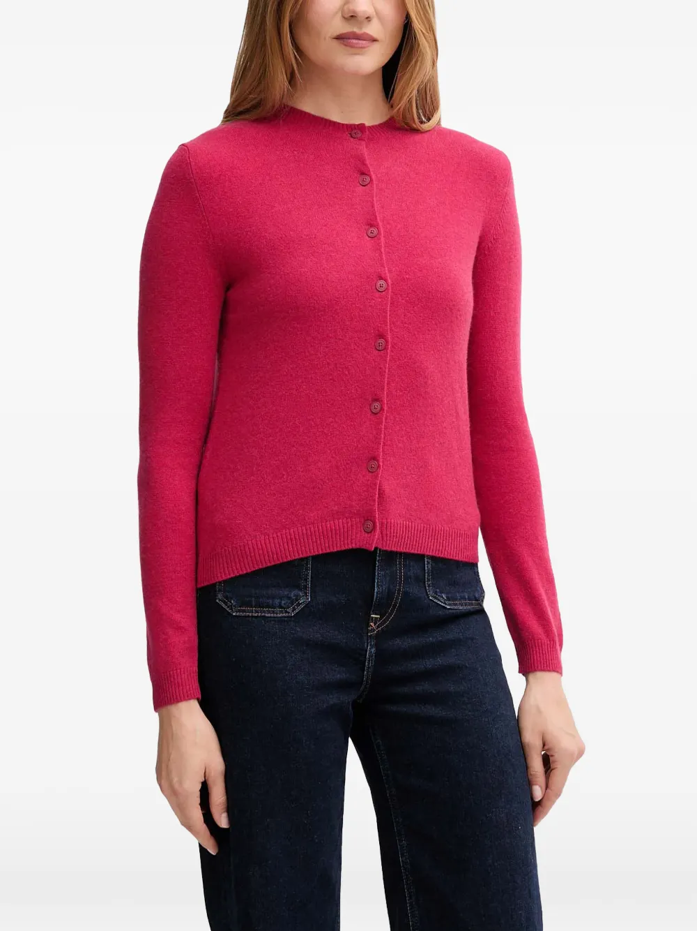 Benetton cardigan à boutonnière - Rose