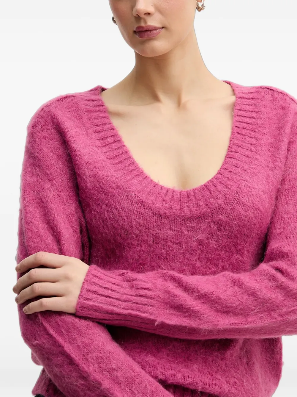 Benetton Trui met diepe ronde hals Roze