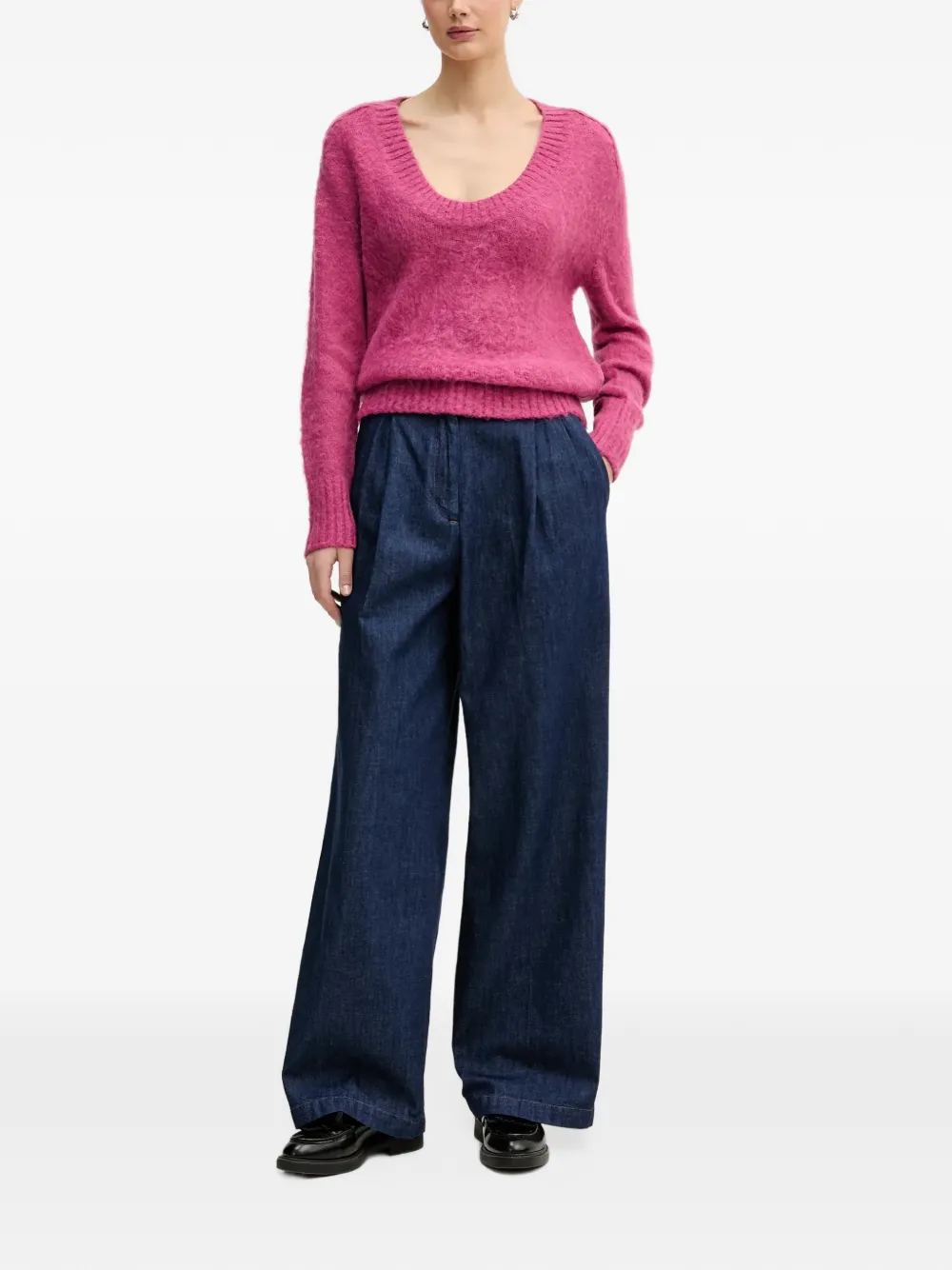 Benetton Trui met diepe ronde hals Roze