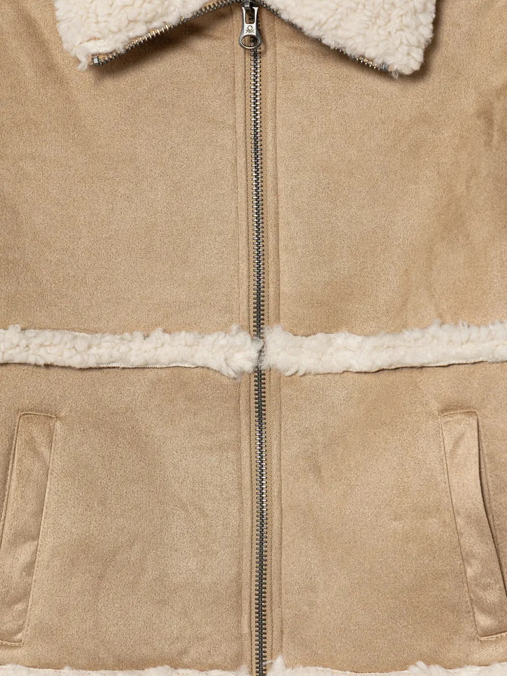 Benetton Jack met afwerking van bont Beige