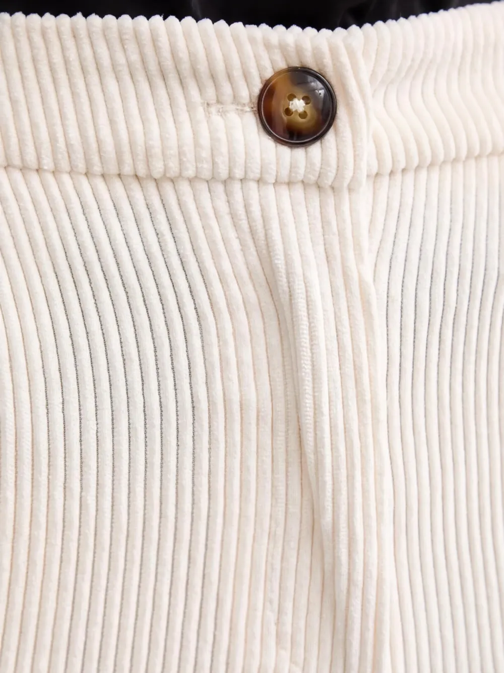 Benetton Ribfluwelen broek met knoop Beige
