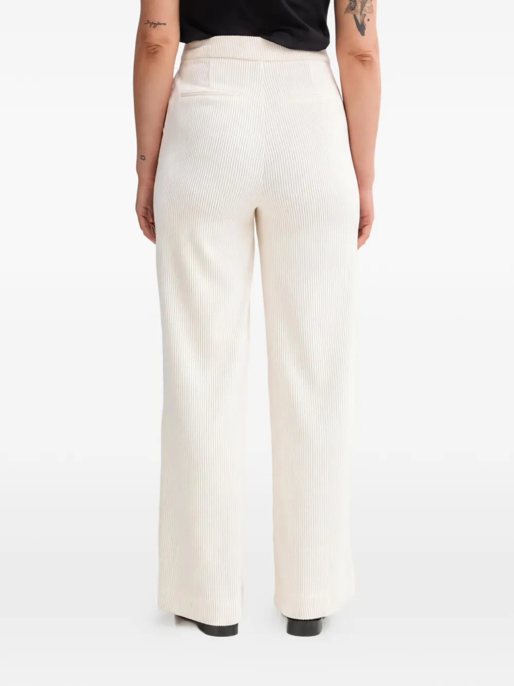 Benetton Ribfluwelen broek met knoop Beige