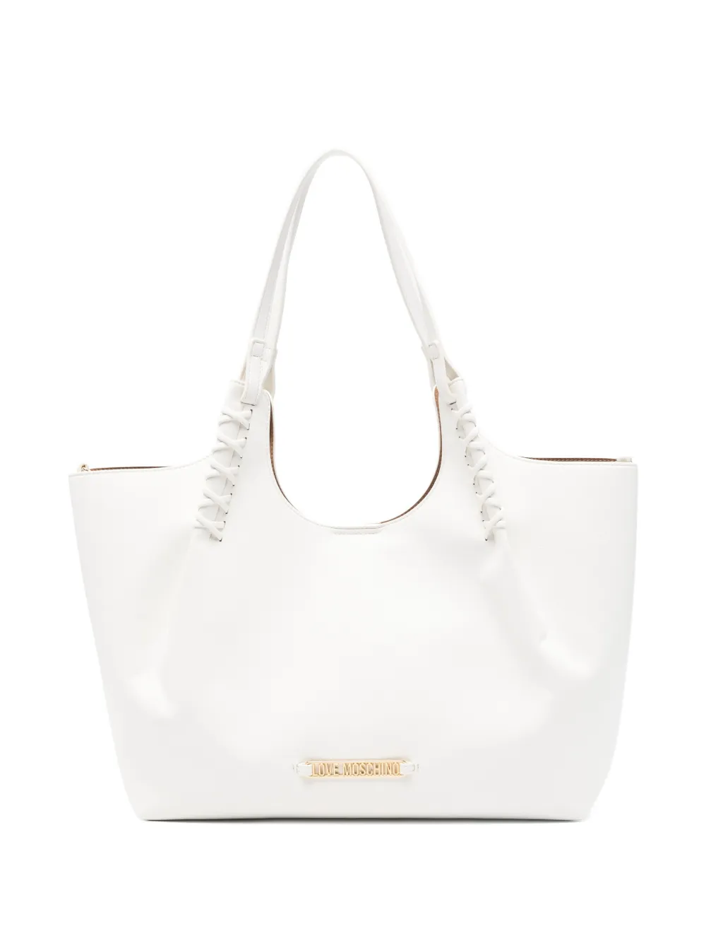 Love Moschino logo-plaque tote bag - Bianco
