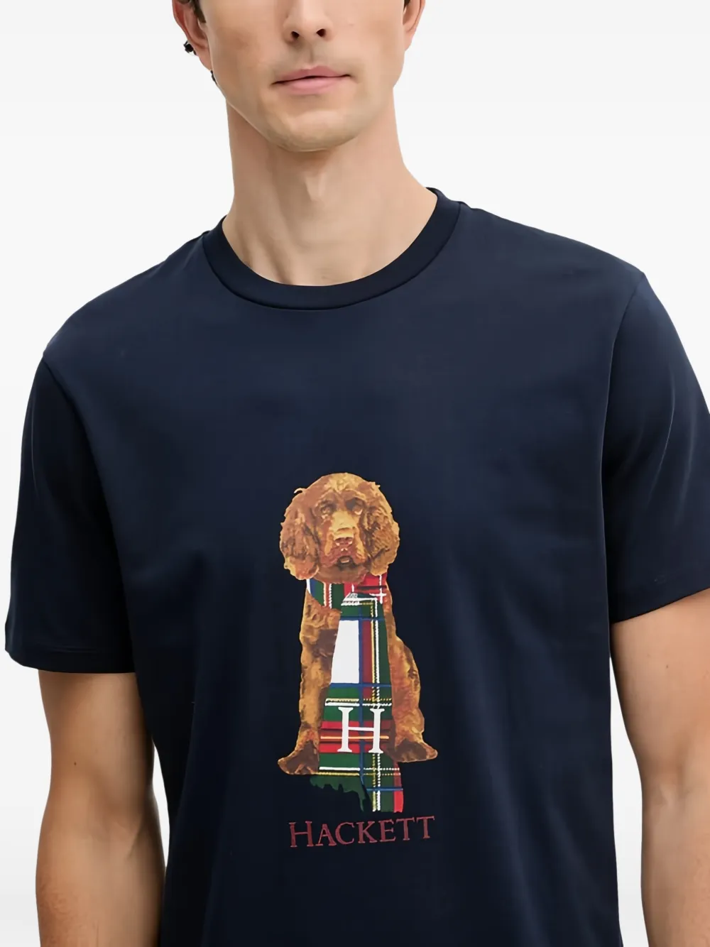 Hackett London T-shirt met grafische hondenprint Blauw