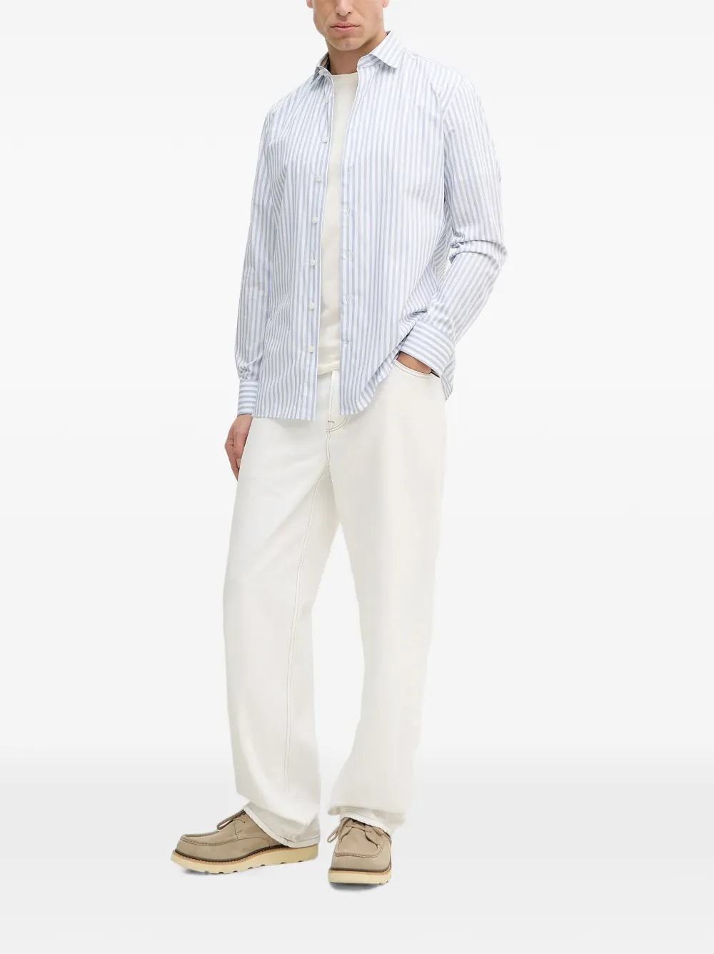 Hackett London T-shirt met geborduurd logo Beige