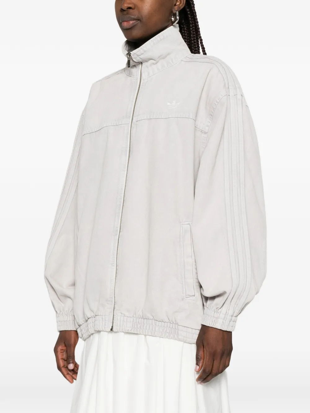 adidas Gestreept jack met rits Grijs