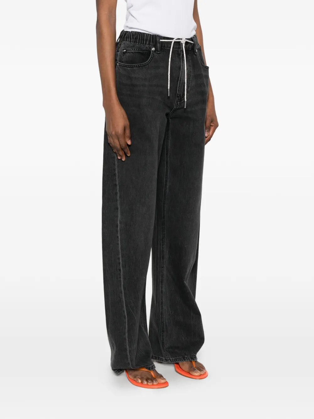  Alexander Wang Vaqueros Con Parche Del Logo - Negro 