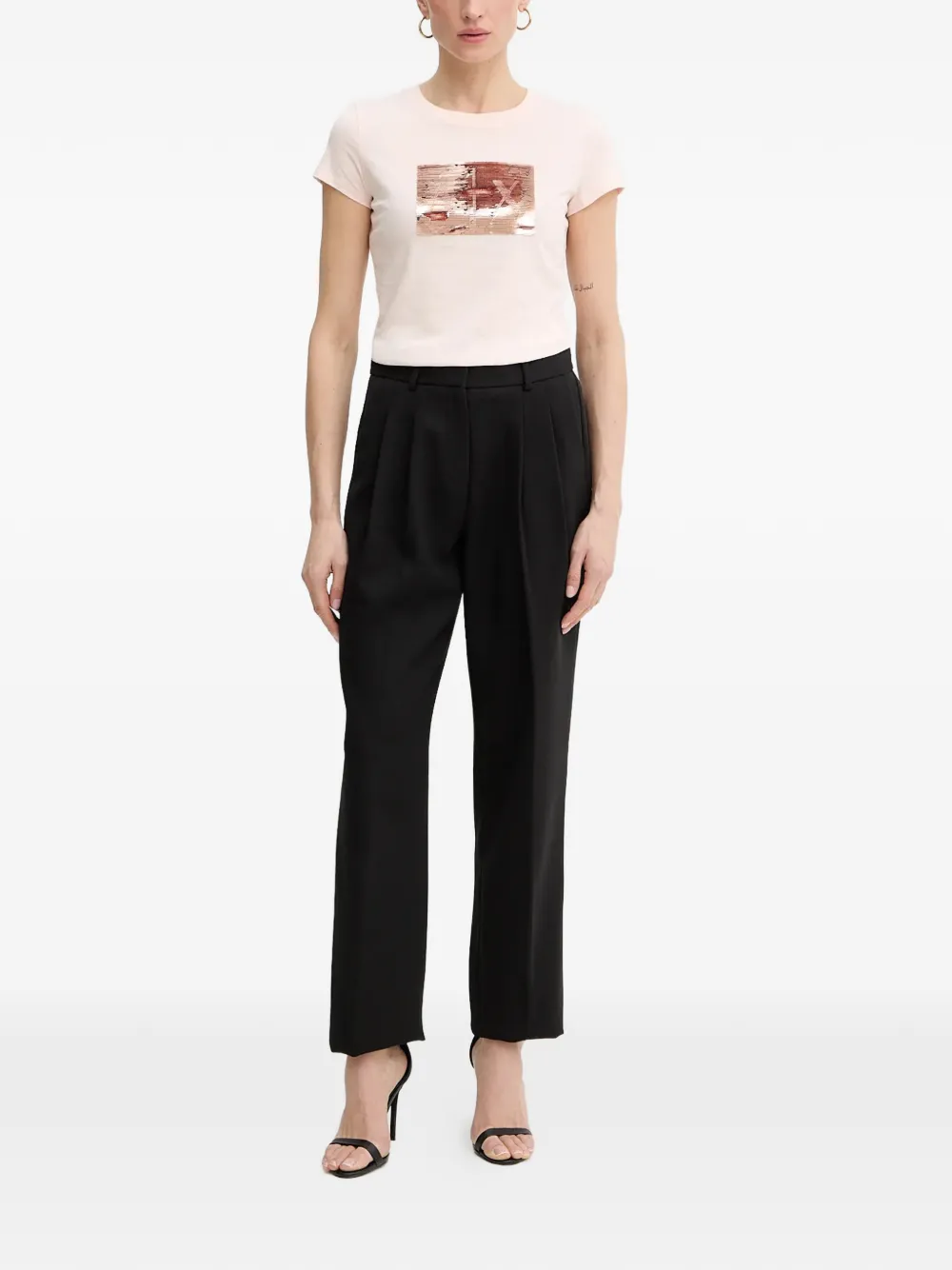 Armani Exchange T-shirt met pailletten Roze