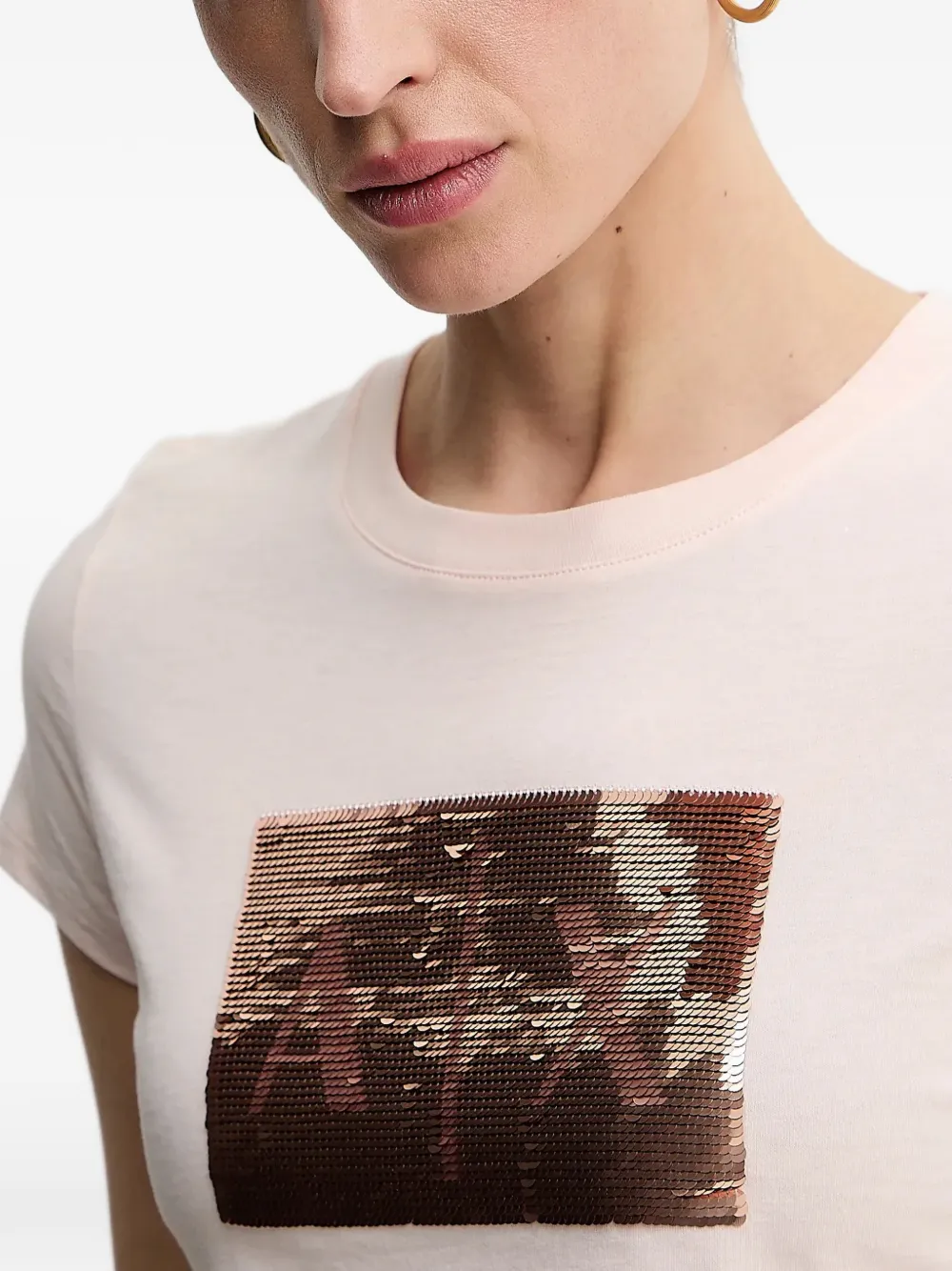 Armani Exchange T-shirt met pailletten Roze