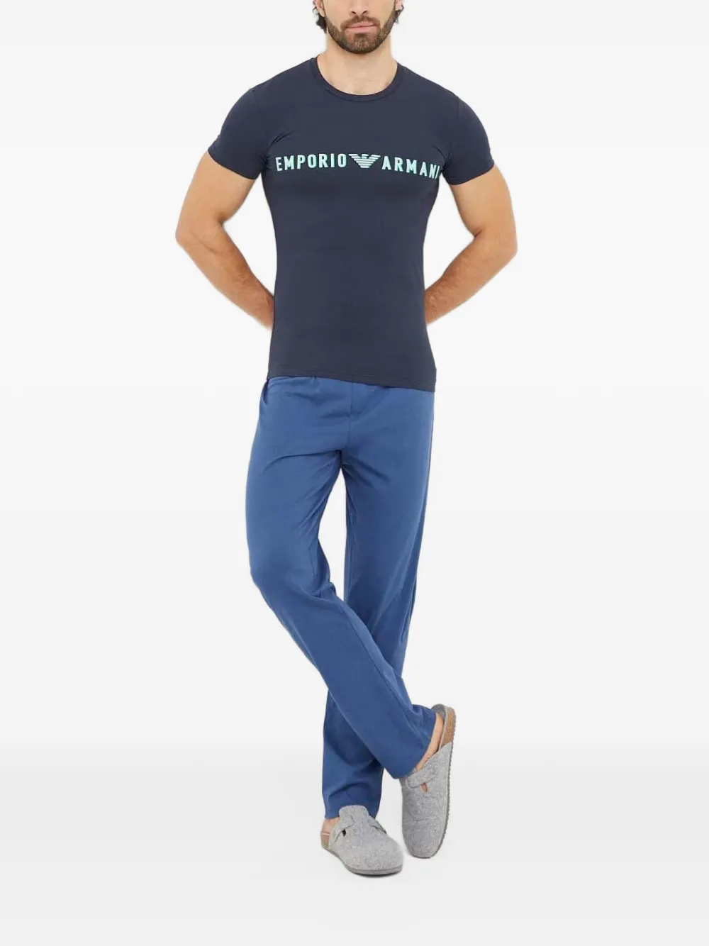 Emporio Armani T-shirt met logoprint Blauw