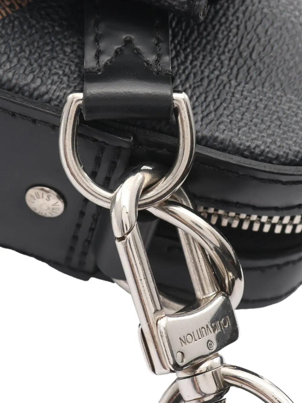  Louis Vuitton Pre-owned 2010-2026 Damier Graphite Animal Print Trio Messenger Crossbody Bag - Black 