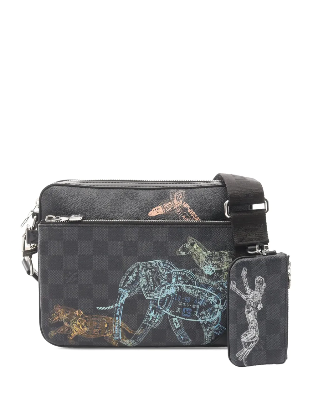 Louis Vuitton Pre-Owned 2010-2026 Damier Graphite Animal Print Trio Messenger crossbody bag - Nero